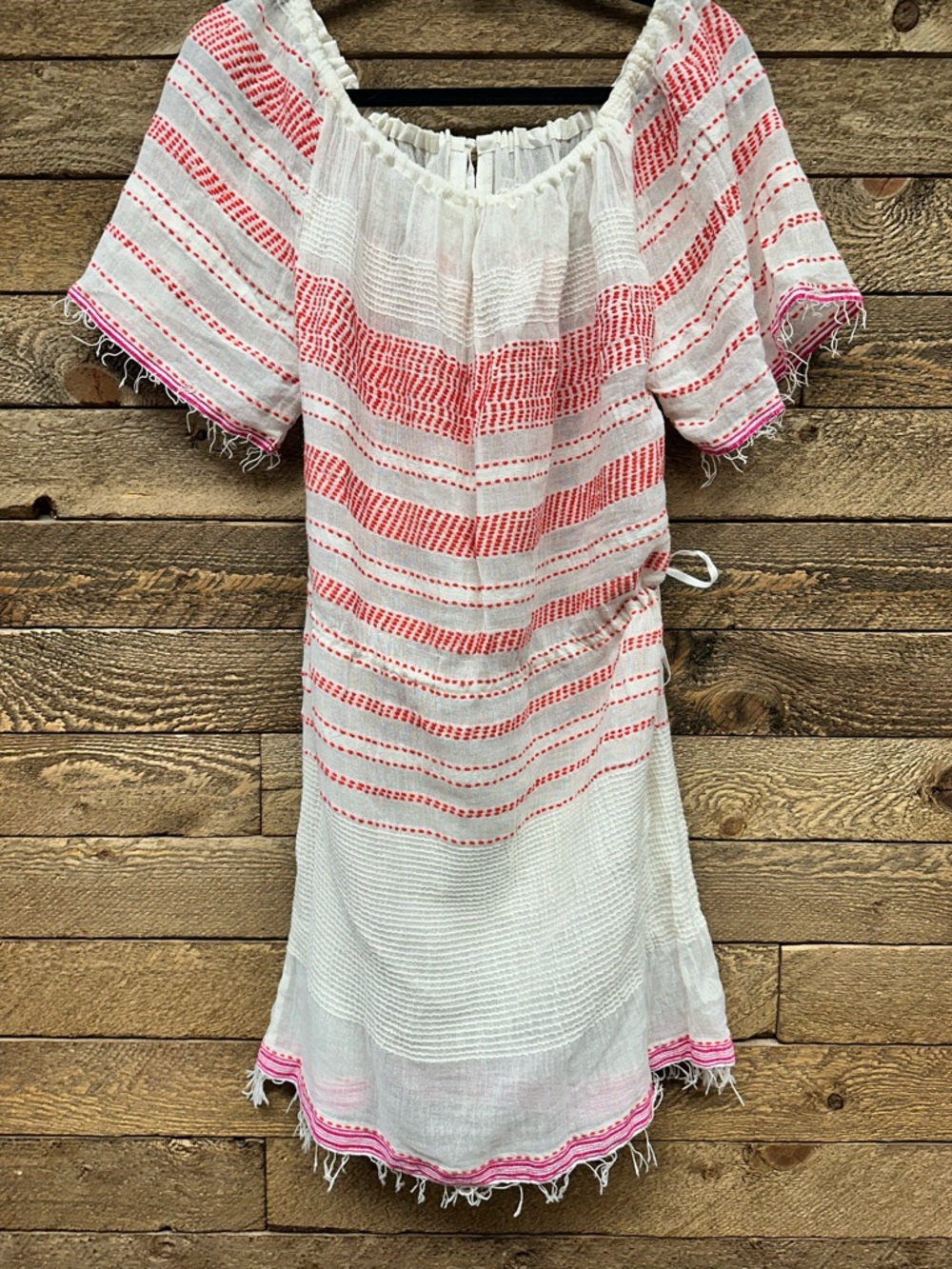 Lemlem Striped Tassel Cover-Up Dress Size M Pink & White Boho - Picture 5 of 8